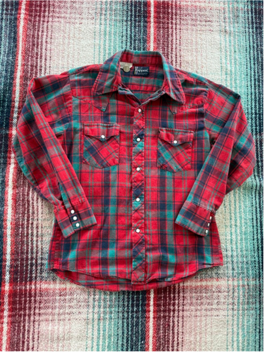 Vintage Washington Dee Cee Red Green Plaid Pearl Snap Western Shirt M